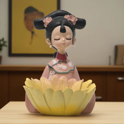 Yellow Lotus Meditative Figurine - Yoga Posture Statue | Home Decor | Yoga Woman Statues | Yoga Sculpture Online In India | Modern yoga figurine